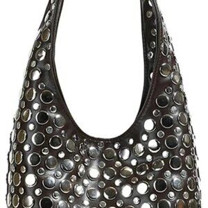 Women's PU Leather Studded Shoulder Bag Tote Purse Hobo Crossbody